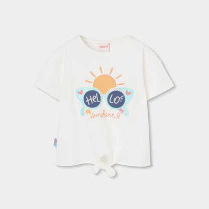 Camiseta niña algodón blanca estampado sol - Boboli