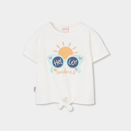 Camiseta niña algodón blanca estampado sol - Boboli