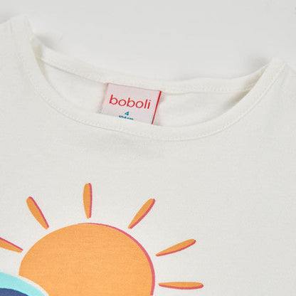 Camiseta niña algodón blanca estampado sol - Boboli