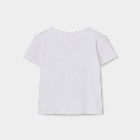 Camiseta niña punto canalé blanca - Boboli