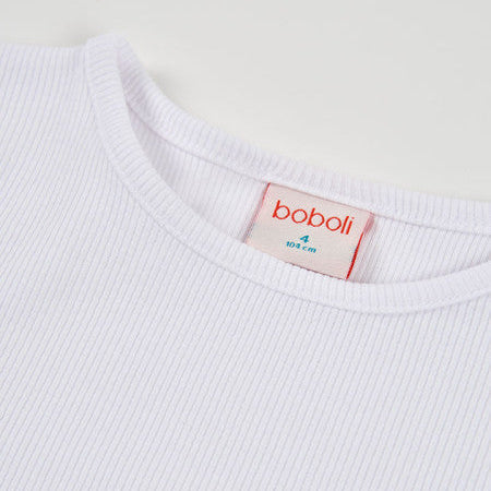 Camiseta niña punto canalé blanca - Boboli