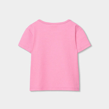 Camiseta niña punto canalé rosa - Boboli