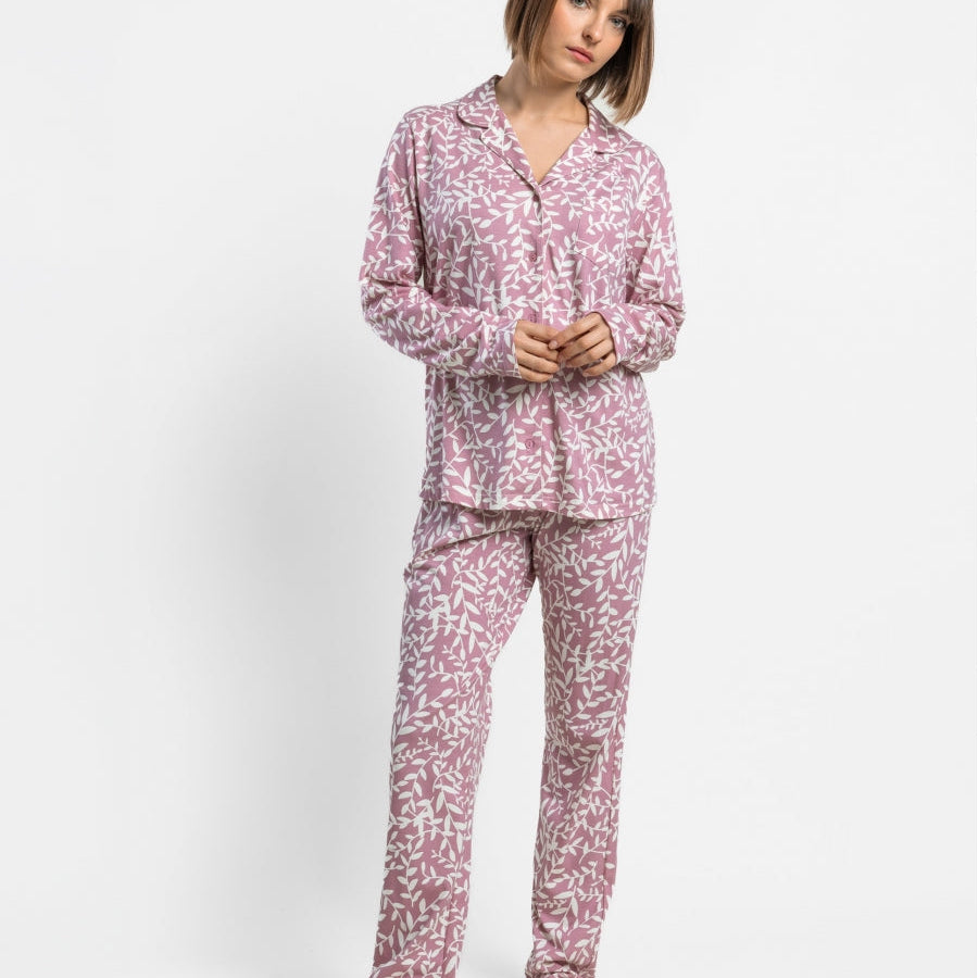 Pijama Abierto Mujer Garden Leaves Rosa – Admas