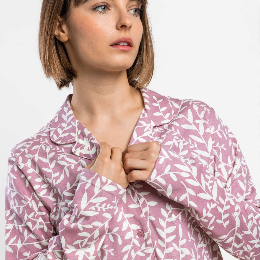 Pijama Abierto Mujer Garden Leaves Rosa – Admas