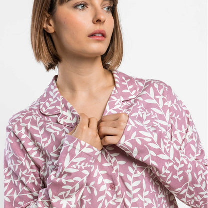 Pijama Abierto Mujer Garden Leaves Rosa – Admas