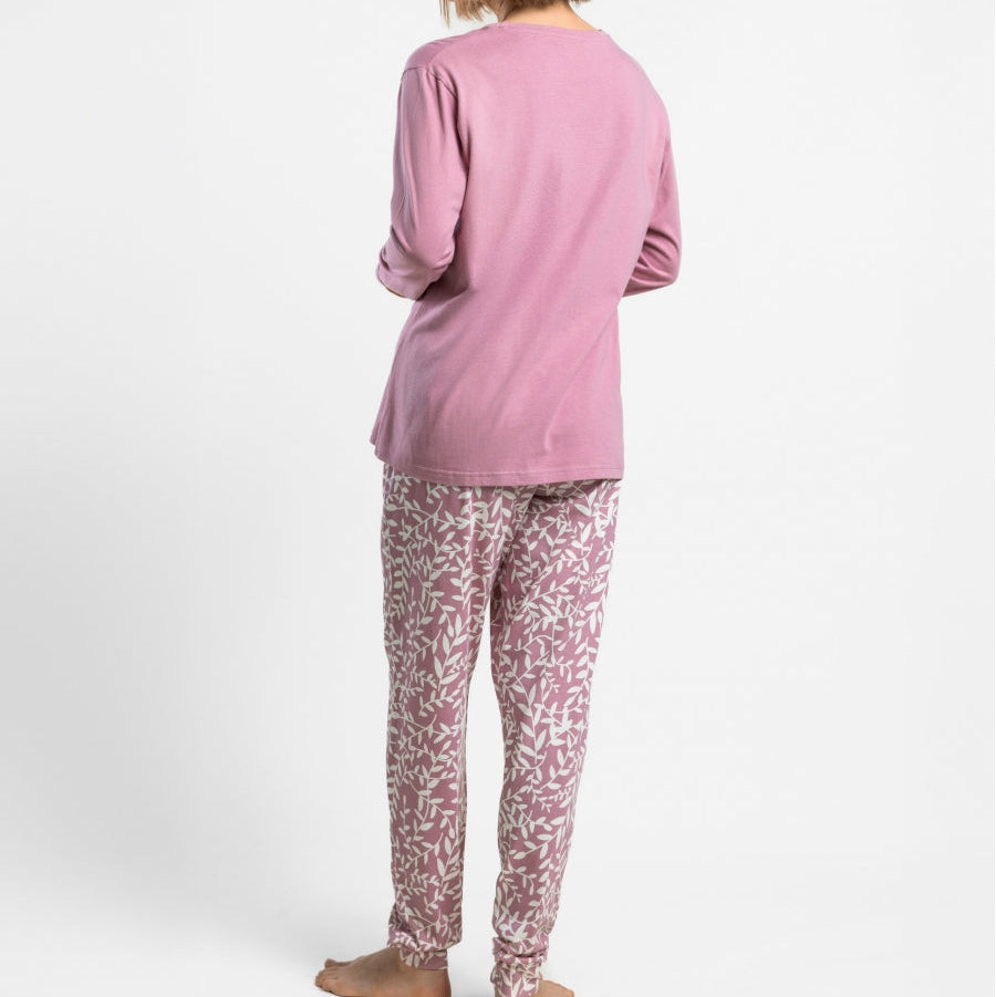 Pijama Mujer Garden Leaves Rosa – Admas