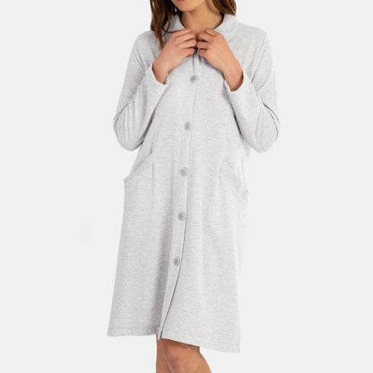 Bata larga botones gris Massana