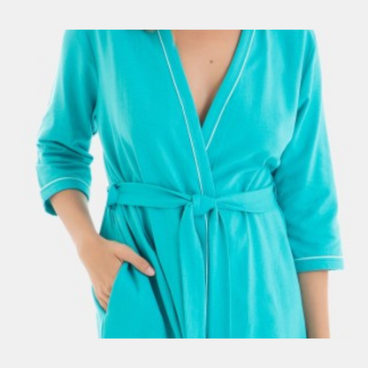 Bata cruzada manga 3/4 turquesa - Massana