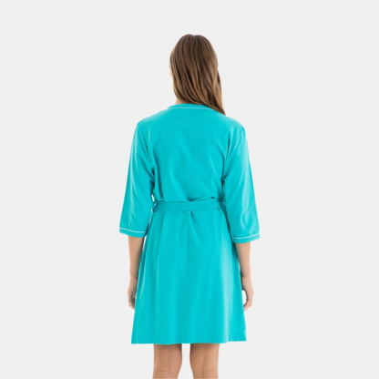 Bata cruzada manga 3/4 turquesa - Massana