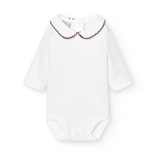 Body unisex cuello polo piqué granate - Babidu