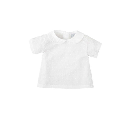 Camisa plumeti cuello bebé blanco m/corta - Babidu