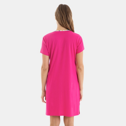 Camisón estampado lateral manga corta fucsia - Massana