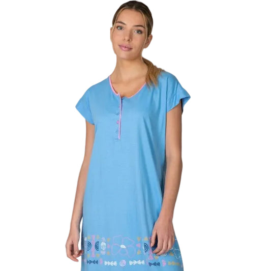 Camisón corto azul abotonado - Massana