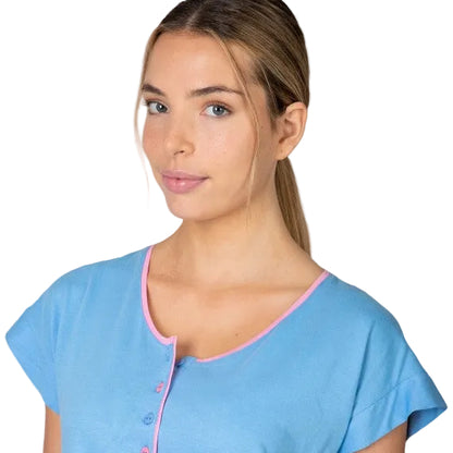 Camisón corto azul abotonado - Massana