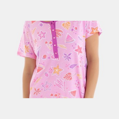Camisón estampado frutas manga corta rosa - Massana