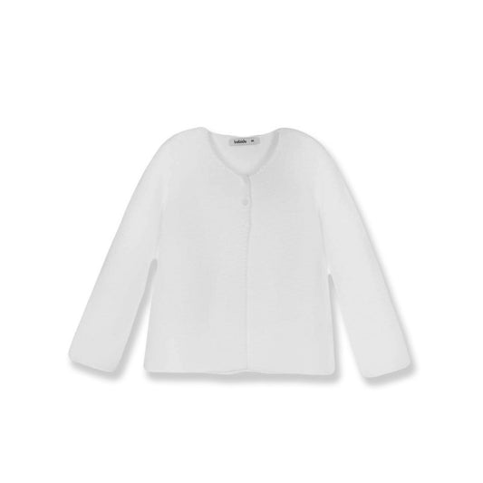 Chaqueta rebeca Blanca cuello redondo  - Babidu