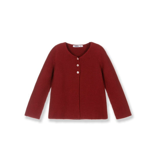 Chaqueta rebeca Burdeos cuello redondo  - Babidu