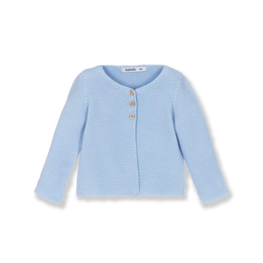 Chaqueta rebeca Celeste cuello redondo  - Babidu