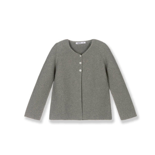 Chaqueta rebeca Gris cuello redondo  - Babidu