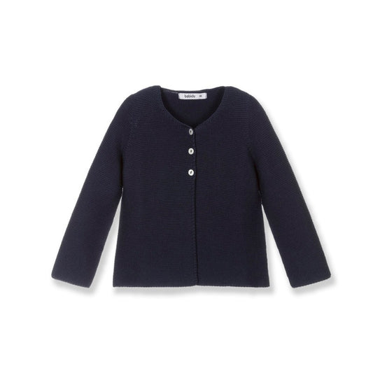 Chaqueta rebeca Azul marino cuello redondo  - Babidu