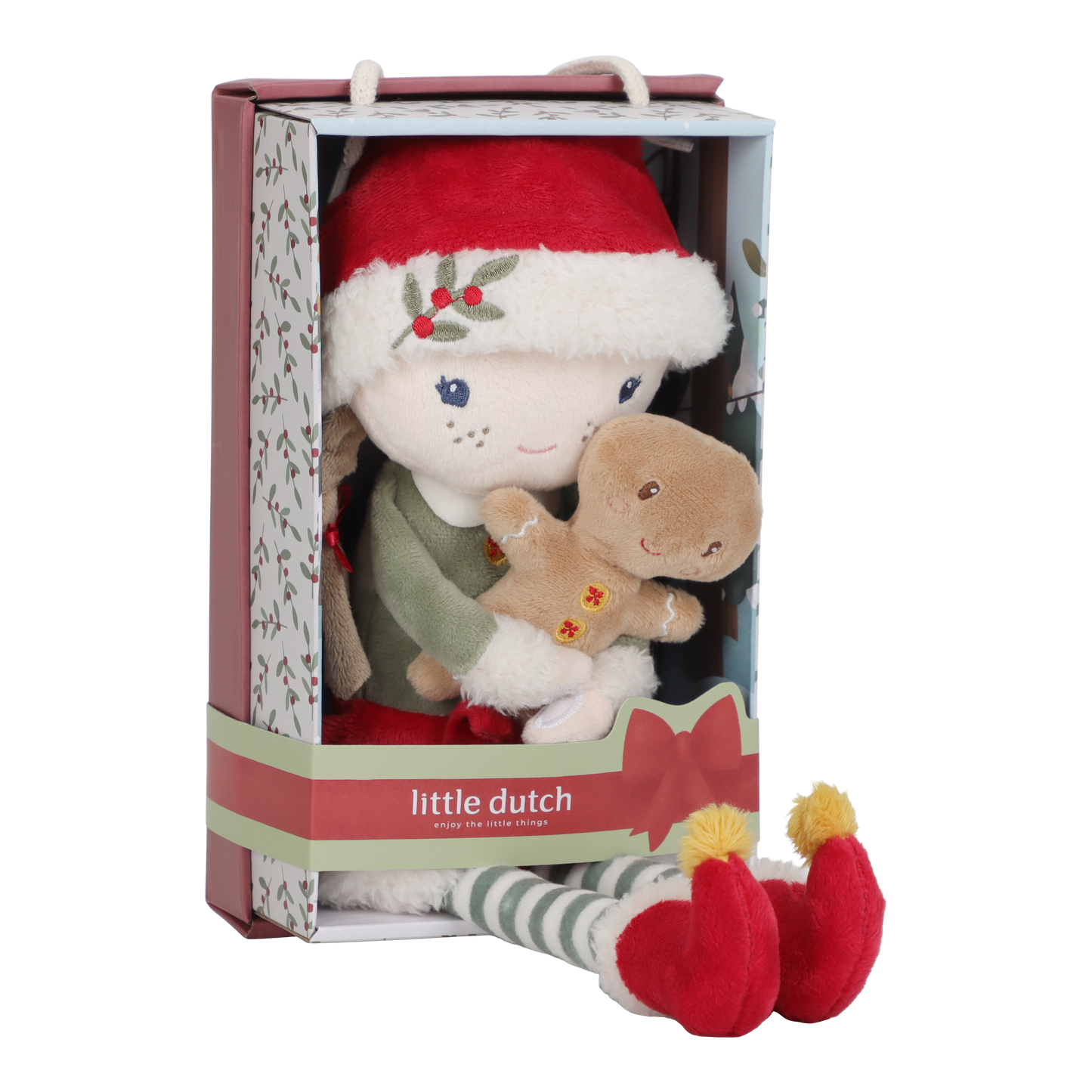 Rosa muñeca blandita Navidad - Little Dutch