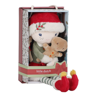 Rosa muñeca blandita Navidad - Little Dutch