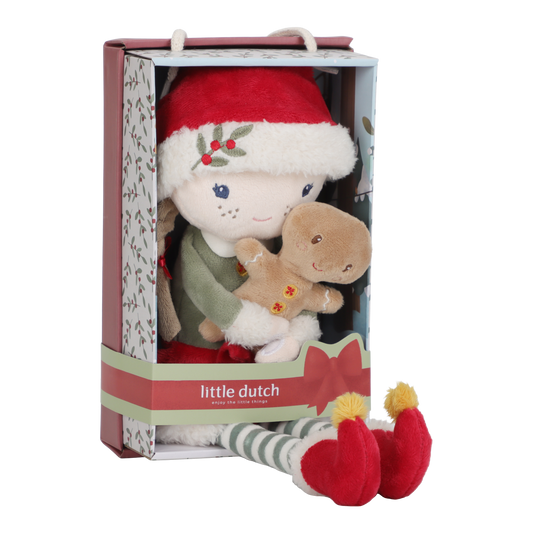 Rosa muñeca blandita Navidad - Little Dutch