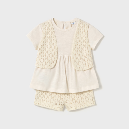 Conjuto bermuda Guipur hueso Mayoral
