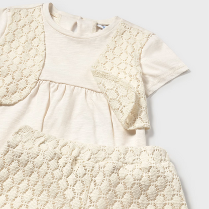 Conjuto bermuda Guipur hueso Mayoral