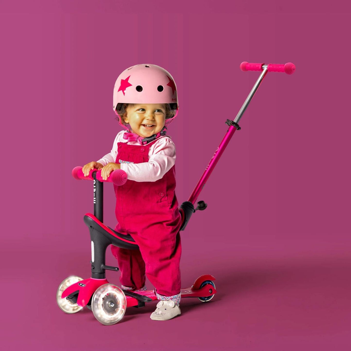 Patinete Mini 4en1 Deluxe Led rosa - Micro