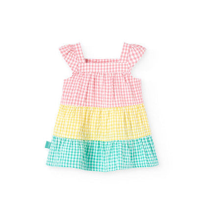 Vestido popelín niña cuadro multicolor - Boboli