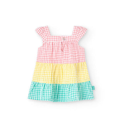 Vestido popelín niña cuadro multicolor - Boboli