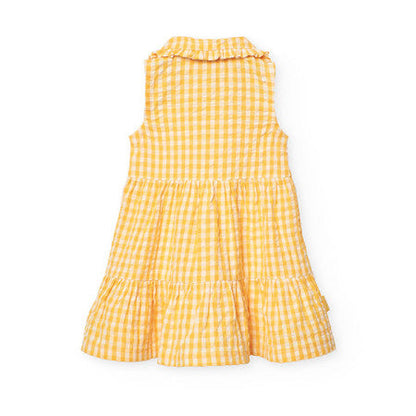 Vestido popelín cuadros amarillos Boboli