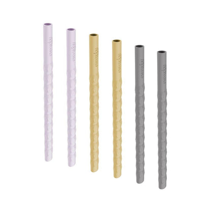 Pajita silicona 6 ud. Lavanda, Amarillo y Gris - Everyday