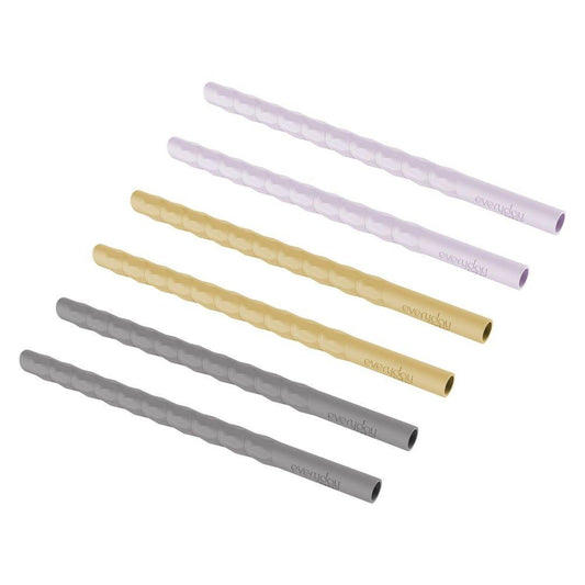 Pajita silicona 6 ud. Lavanda, Amarillo y Gris - Everyday