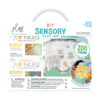 Set jarra de luz y 2 accesorios sensoriales zoo - GloPals