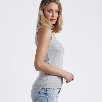 Camiseta gris jaspeado tirante canalé - Admas