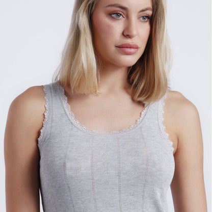 Camiseta gris jaspeado tirante canalé - Admas