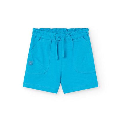 Bermuda algodón fruncida azul Boboli