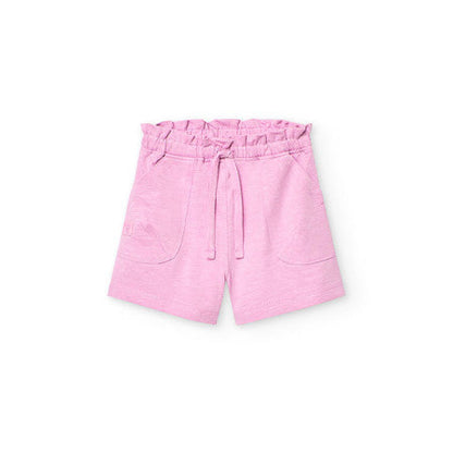 Bermuda algodón fruncida rosa Boboli