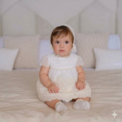 Vestido ceremonia tul crema  - Miranda