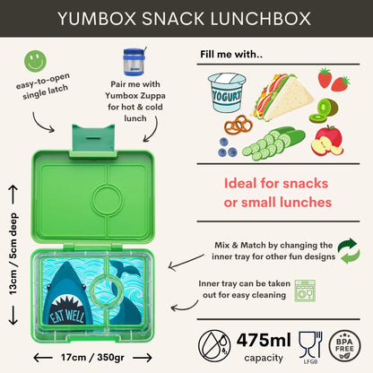 Caja almuerzo snack 3C Jurasic Green Shark - Yumbox