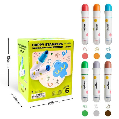Rotuladores lavables con sello de animal 12 uds. - Jarmelo
