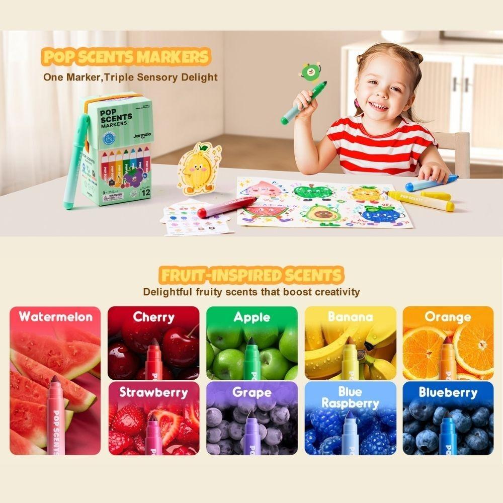 Rotuladores lavables perfumados 12 uds. - Jarmelo