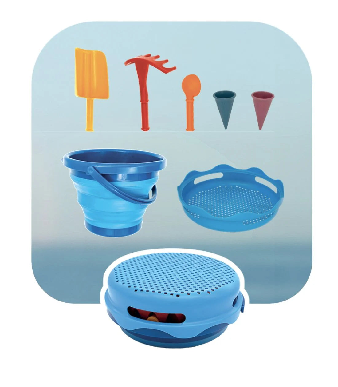 Set de playa compacto 7 piezas azul - CompacToys