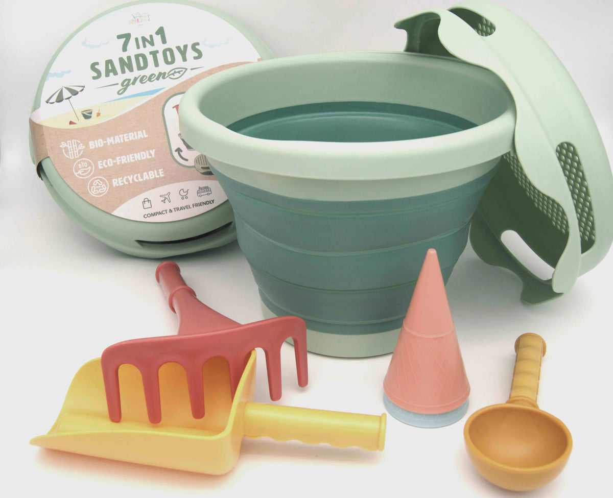 Set de playa compacto 7 piezas verde ECO - CompacToys