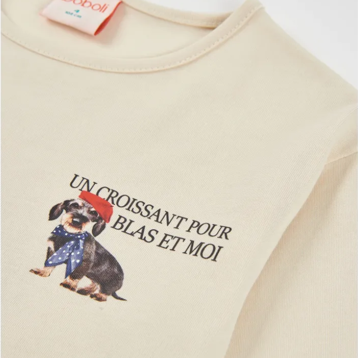 Camiseta Beige Perro Salchicha - Boboli