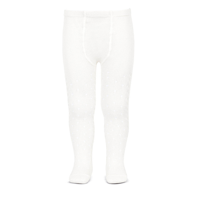 Leotardos perlé calados y espiga lateral blanco Condor