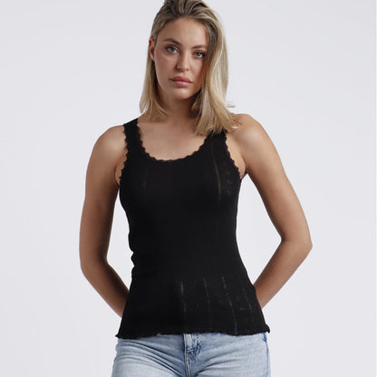 Camiseta negro jaspeado tirante canalé - Admas