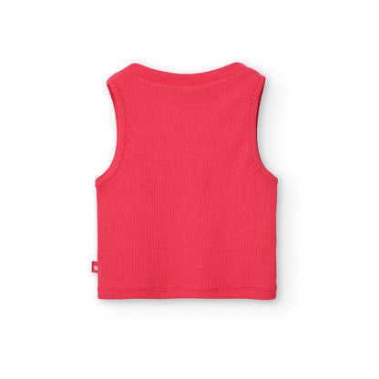 Top básico punto niña fucsia Boboli